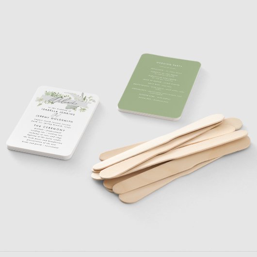 Groene elegante moderne botanische scriptbruiloft handwaaier (Niet-gemonteerd)