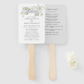 Groene elegante moderne botanische scriptbruiloft handwaaier (Voorkant en achterkant)