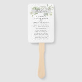 Groene elegante moderne botanische scriptbruiloft handwaaier (Voorkant)