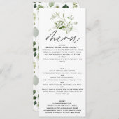 Groene elegante moderne botanische scriptbruiloft menu (Voorkant / Achterkant)