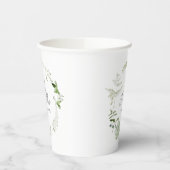 Groene elegante moderne botanische scriptbruiloft papieren bekers (Links)