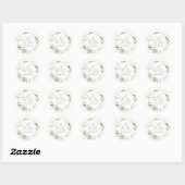 Groene elegante moderne botanische scriptbruiloft ronde sticker (Vel)