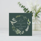 Groene elegante moderne botanische scriptbruiloft save the date (Staand voorkant)