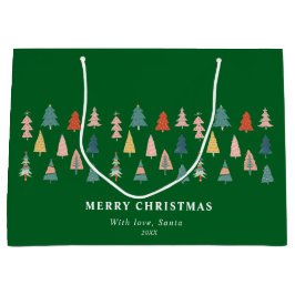 Groene Elegante Moderne Set van Kerstbomen Groot Cadeauzakje