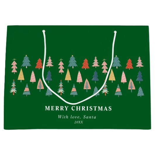Groene Elegante Moderne Set van Kerstbomen Groot Cadeauzakje (Voorkant)