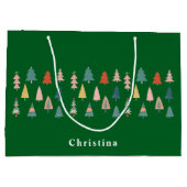 Groene Elegante Moderne Set van Kerstbomen Groot Cadeauzakje (Achterkant)