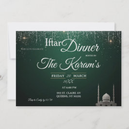 Groene Elegante Moskee Ramadan Iftar Feest Uitnodi Kaart