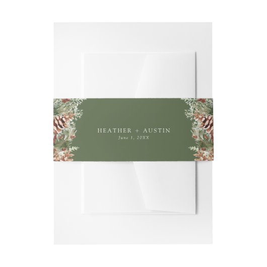Groene Elegante Pine Uitnodigingen Wikkel (Voorkant Voorbeeld)