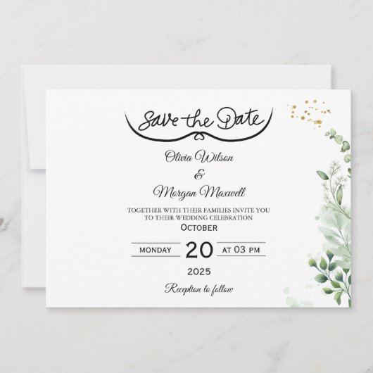 Groene Elegante Save The Date Uitnodiging (Voorkant)