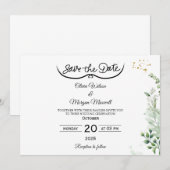 Groene Elegante Save The Date Uitnodiging (Voorkant / Achterkant)
