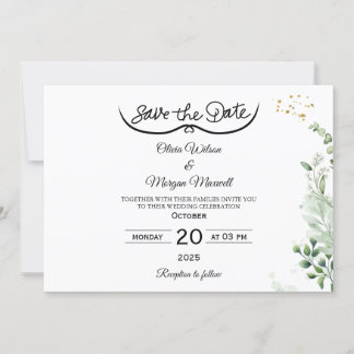 Groene Elegante Save The Date Uitnodiging