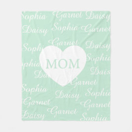 Groene Elegante Script Familie Namen Monogram Hart Fleece Deken