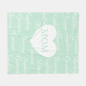 Groene Elegante Script Familie Namen Monogram Hart Fleece Deken (Voorkant (Horizontaal))