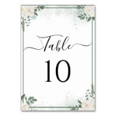 Groene Elegante Script Foto Tafelnummer (Achterkant)