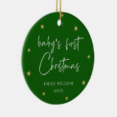 Groene Elegante Ster Foto Baby's Eerste Kerstmis Keramisch Ornament (Rechts)