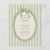 Groene elegante strik bruiloft vintage kaart (Voorkant)