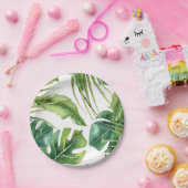 Groene Elegante Tropische Zomer Palm Bladeren Huwe Papieren Bordje (Feest)