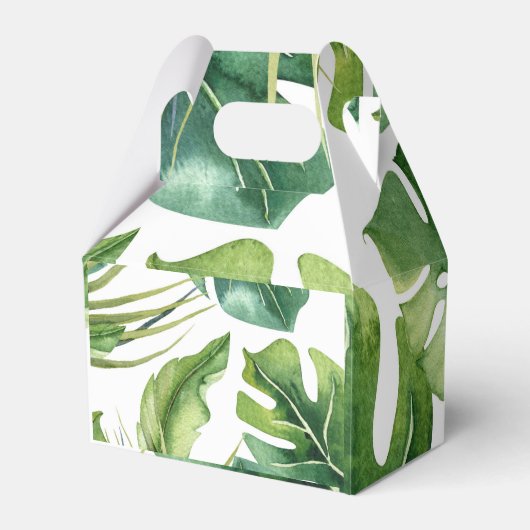 Groene Elegante Tropische Zomerpalmbladeren Chic Bedankdoosjes (Voorkant Zijde)