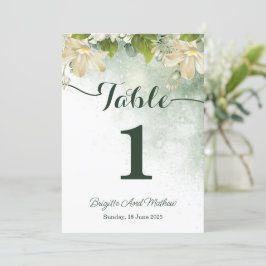 Groene Elegante Trouwtafel Nummer Kaart