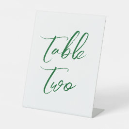 Groene elegante trouwtafel nummers reclamebord met voetstuk