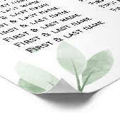 Groene Elegante Trouwzaalstoelen Chart Poster (Hoek)