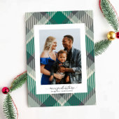 Groene Elegante Vrolijke Kerstmis Custom Plaid Fot Feestdagenkaart