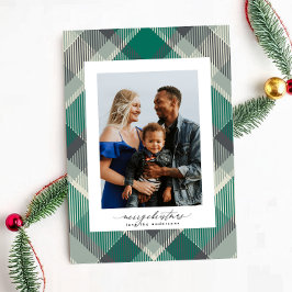 Groene Elegante Vrolijke Kerstmis Custom Plaid Fot Feestdagenkaart