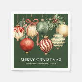 Groene Elegante Waterverf Kerstfeest Ornamenten Servet (Voorkant)