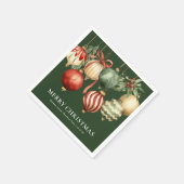 Groene Elegante Waterverf Kerstfeest Ornamenten Servet (Hoek)