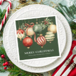 Groene Elegante Waterverf Kerstfeest Ornamenten Servet<br><div class="desc">Green Elegant Waterverf Christmas Party Ornamenten Napkins heeft prachtig waterkleurige kerstornamenten in de kleuren rood,  groen en goud.</div>