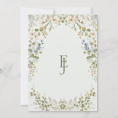 Groene Elegante Wildflower Pastel bruiloft Kaart (Achterkant)