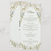 Groene Elegante Wildflower Pastel bruiloft Menu (Voorkant / Achterkant)