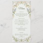 Groene Elegante Wildflower Pastel bruiloft Menu (Voorkant)