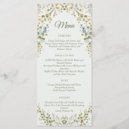 Groene Elegante Wildflower Pastel bruiloft Menu