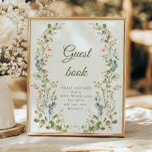 Groene Elegante Wildflower Pastel Wedding Guestboo