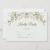 Groene Elegante Wildflower Pastel Wedding RSVP Kaa (Voorkant)