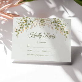Groene Elegante Wildflower Pastel Wedding RSVP Kaa