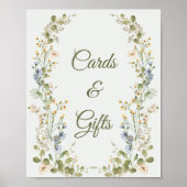 Groene Elegante Wildflower Trouwkaarten en geschen Poster (Voorkant)