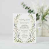 Groene Elegante Wildflower Wedding Enclosure Kaart (Staand voorkant)