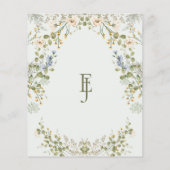 Groene Elegante Wildflower Wedding Enclosure Kaart (Achterkant)