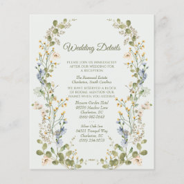 Groene Elegante Wildflower Wedding Enclosure Kaart
