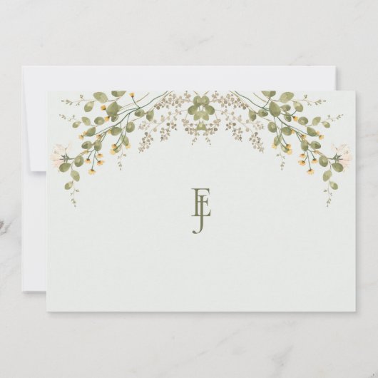 Groene Elegante Wildflower Wedding Save the Date (Achterkant)