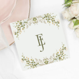 Groene Elegante Wildflower Wedding Servet