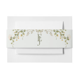 Groene Elegante Wildflower Wedding Uitnodigingen Wikkel