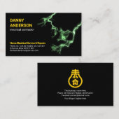 Groene elektrische blikseminslag elektricien visitekaartje (Voorkant / Achterkant)