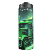 Groene elektrische vrachtwagen onweer thermosbeker (Voorkant)