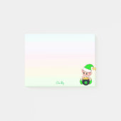 Groene elf- en goudmunten op pastelkleuren post-it® notes (Voorkant)