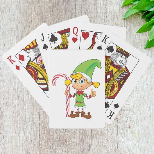 Groene Elf Girl met snoepkaarten Pokerkaarten