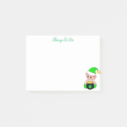 Groene elf & gouden munten op wit post-it® notes (Voorkant)