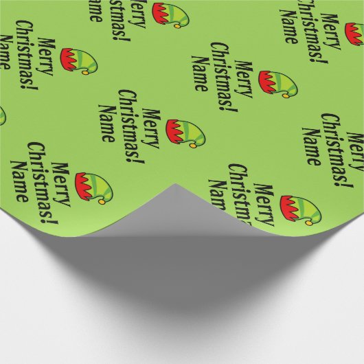 Groene elf pet op maat gesneden kerst cadeaupapier (Hoek)